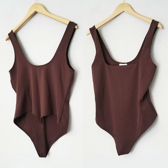 Good American Scuba Modern Square Neck Tank Bodysuit Brown Bark Size 2XL 5 $79 - Picture 12 of 15